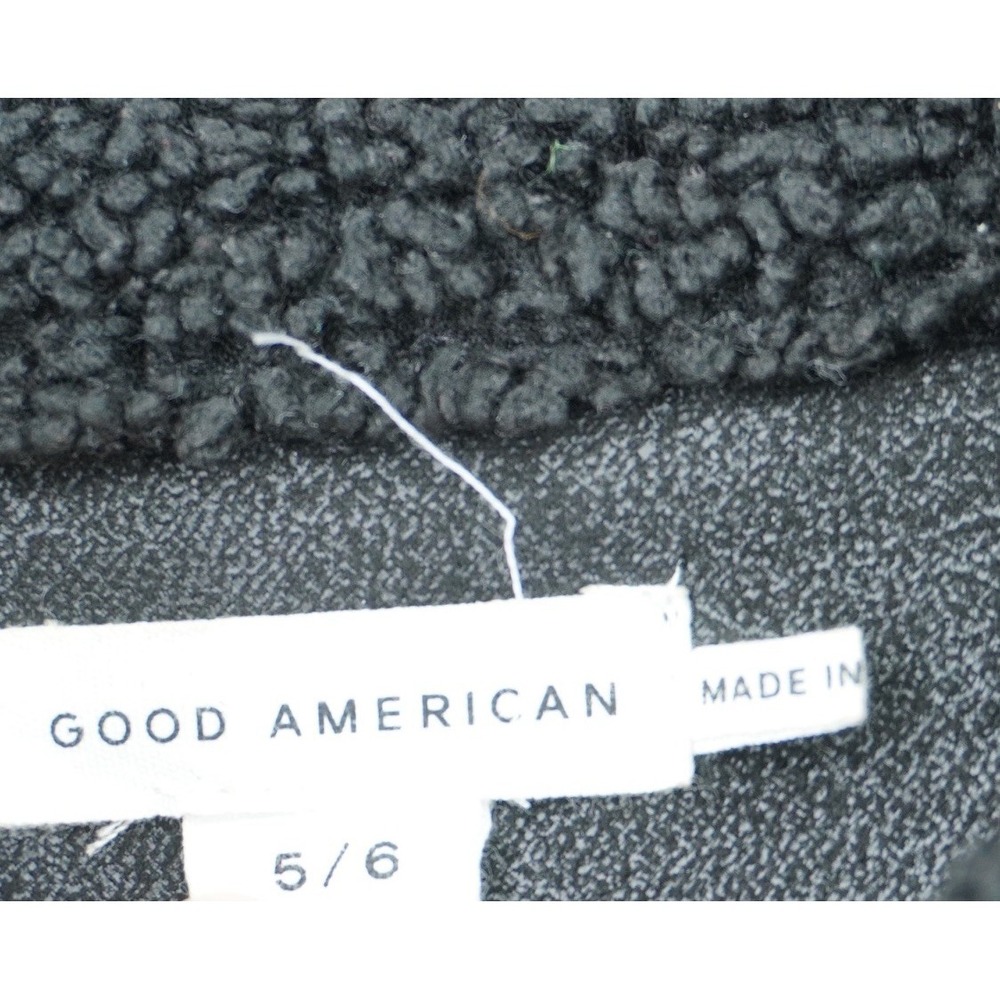 Good American Sherpa Shacket Jacket Midnight Black size 5/6 Faux Leather - Picture 10 of 13